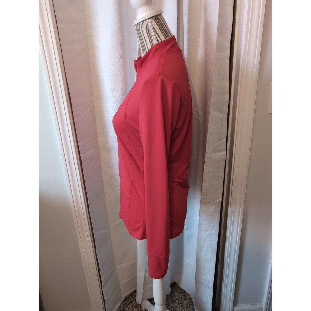 Cool Run Women's Red Front Zip Jacket With Thumb Holes Size Small - Picture 6 of 9